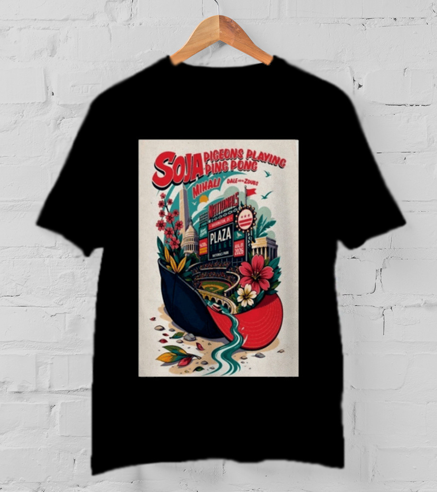 SOJA Pigeons Playing Ping Pong Nationals Park Plaza Stage Washington DC August 1 2026 T-Shirt