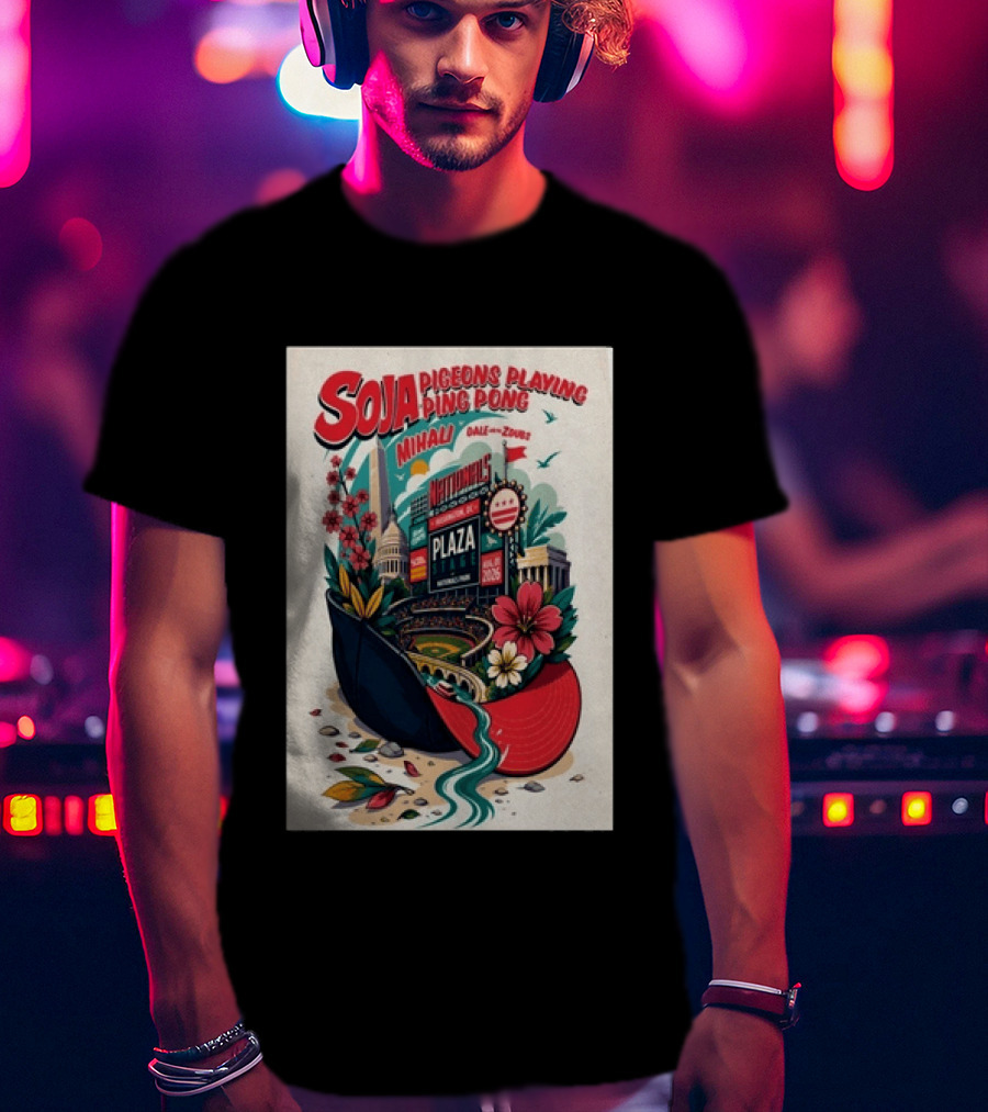 SOJA Pigeons Playing Ping Pong Nationals Park Plaza Stage Washington DC August 1 2026 T-Shirt