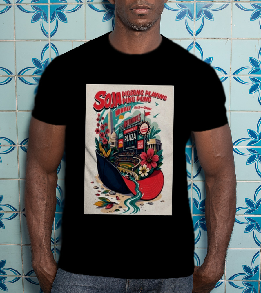 SOJA Pigeons Playing Ping Pong Nationals Park Plaza Stage Washington DC August 1 2026 T-Shirt