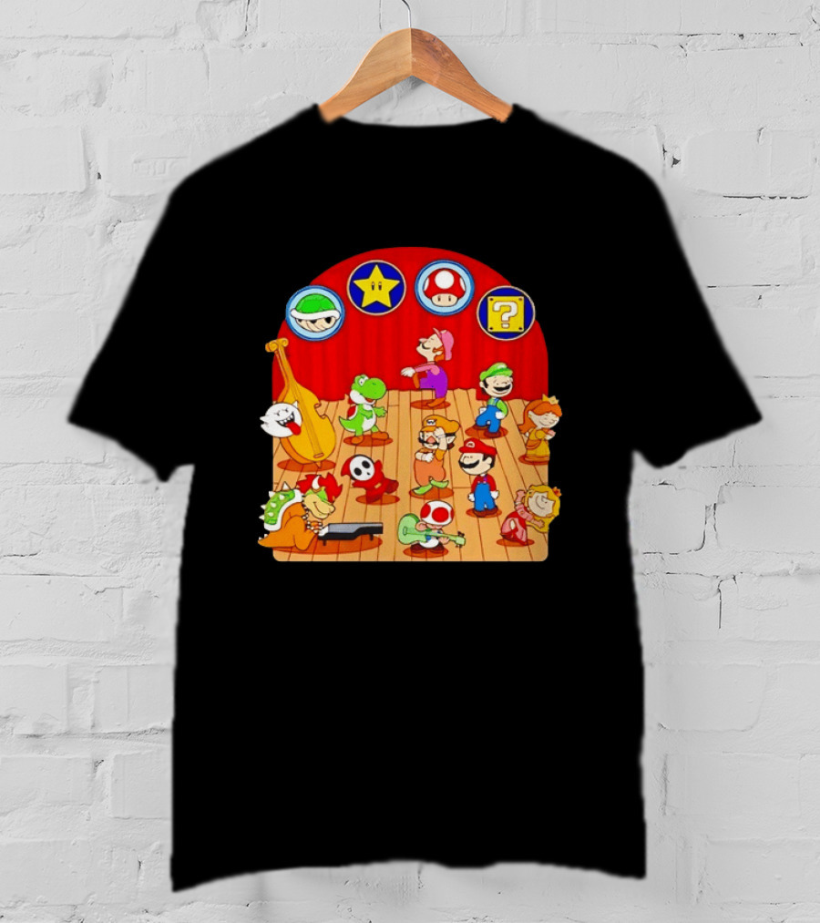 Super Mario Bros Peanuts Characters Dancing Plumber Game Mashup T-Shirt