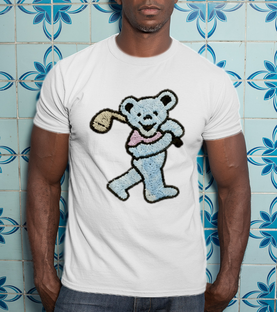 2026 Grateful Dead Bear Golf Embroidered Patch T-Shirt