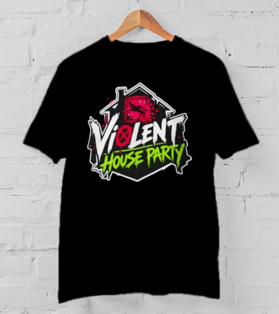 Violent House Party Neon Text And Hangman T-Shirt