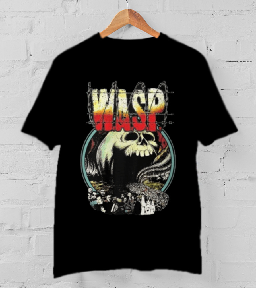 WASP The Headless Children Skull Graphic Barbed Wire T-Shirt