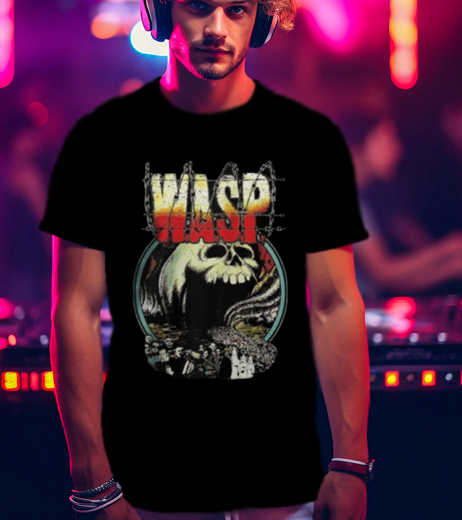 WASP The Headless Children Skull Graphic Barbed Wire T-Shirt