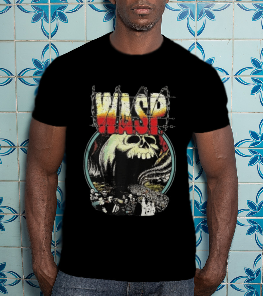 WASP The Headless Children Skull Graphic Barbed Wire T-Shirt