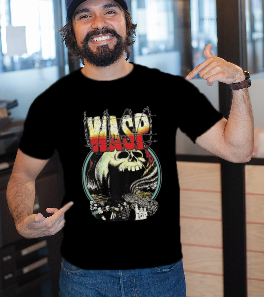 WASP The Headless Children Skull Graphic Barbed Wire T-Shirt