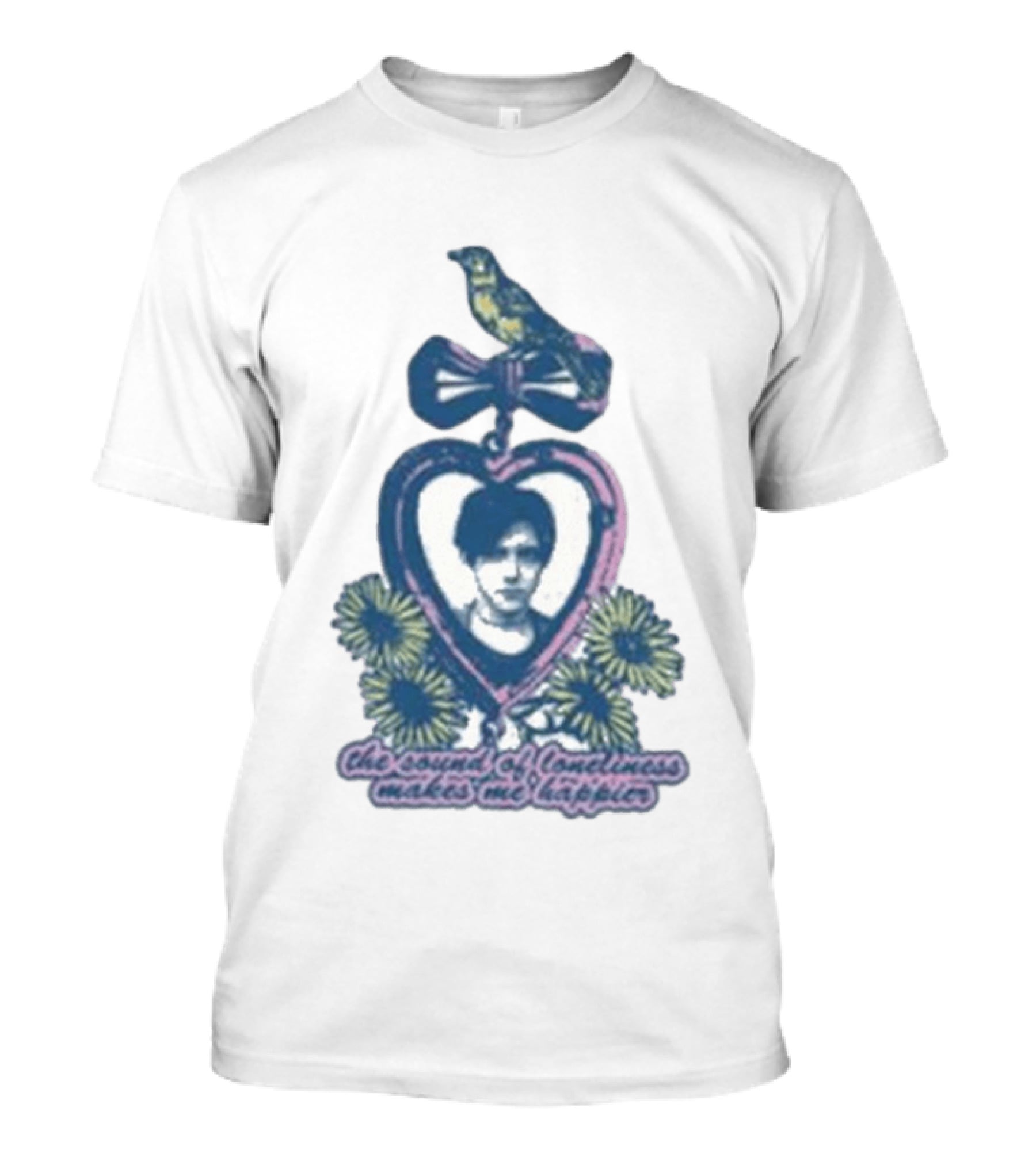Bright Eyes Yellow Bird Heart Pendant Sound Of Loneliness Makes Me Happier T-Shirt