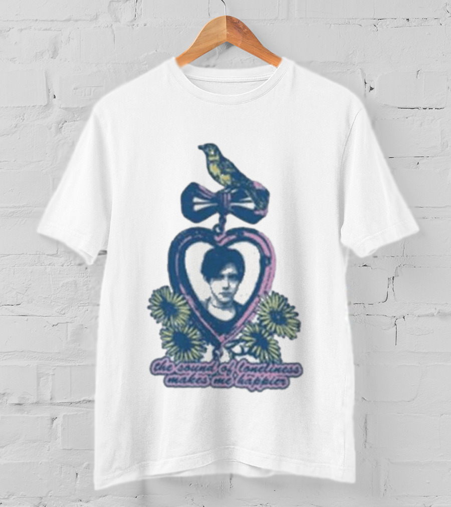 Bright Eyes Yellow Bird Heart Pendant Sound Of Loneliness Makes Me Happier T-Shirt