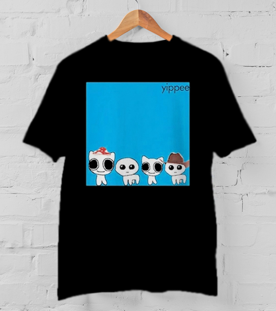 Yippee Blue Album Cringey Cartoon Characters With Cowboy And Chef Hats T-Shirt