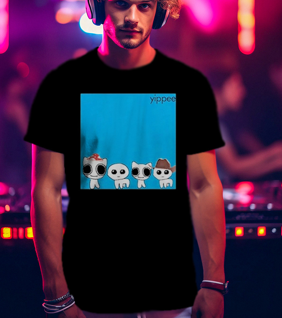 Yippee Blue Album Cringey Cartoon Characters With Cowboy And Chef Hats T-Shirt