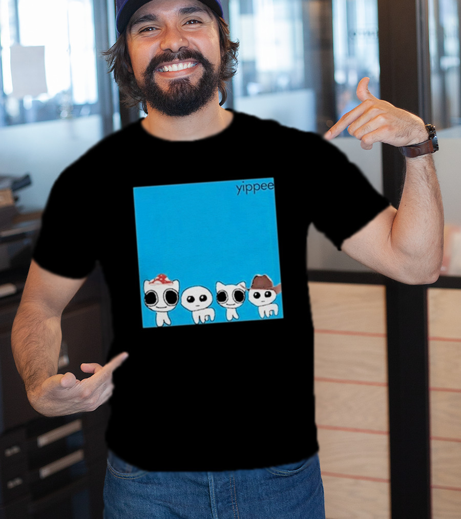 Yippee Blue Album Cringey Cartoon Characters With Cowboy And Chef Hats T-Shirt