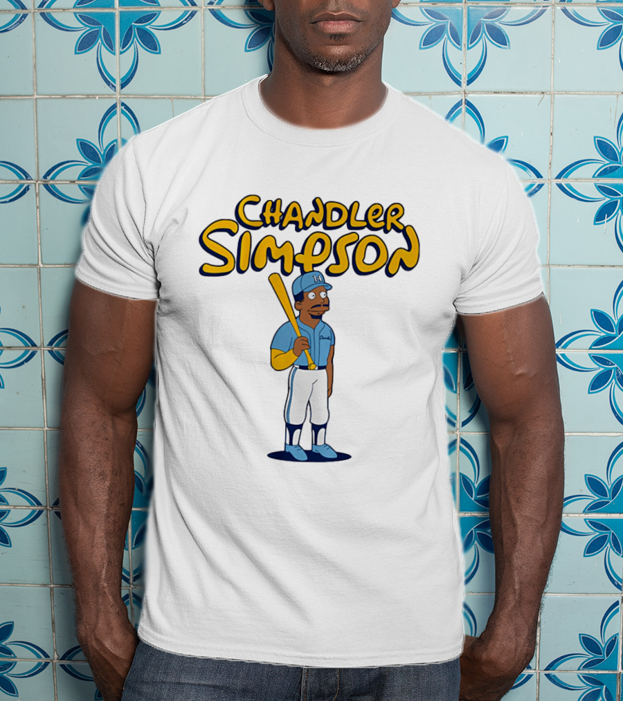 Chandler Simpson Baseball Cartoon T-Shirt