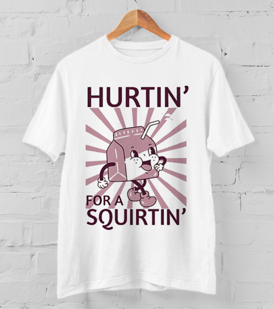 Hurtin' For A Squirtin' Milk Carton Retro Cartoon T-Shirt