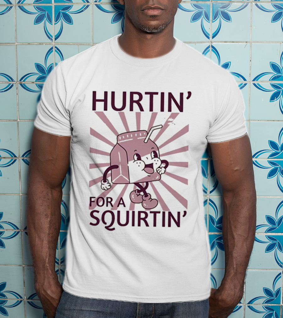 Hurtin' For A Squirtin' Milk Carton Retro Cartoon T-Shirt