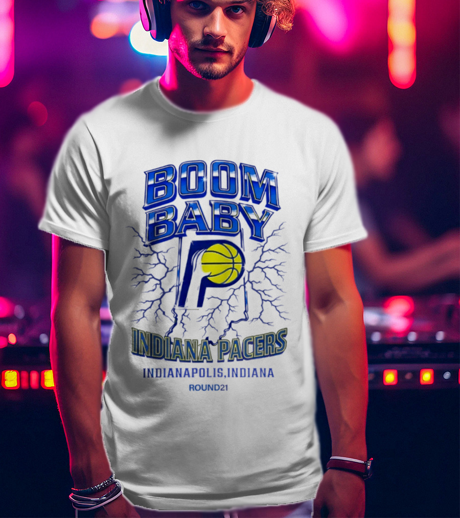 Indiana Pacers Boom Baby Indianapolis Indiana Round21 T-Shirt