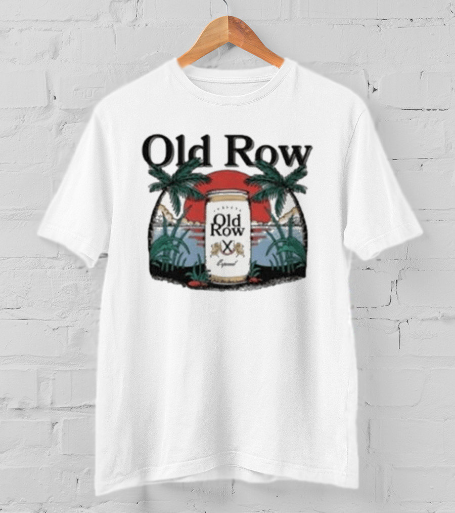 Old Row Cerveza Palm Sunset Beach Scene T-Shirt