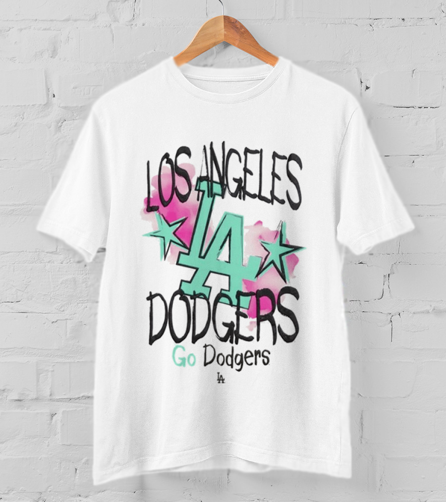 Los Angeles Dodgers LA Watercolor Stars Go Dodgers T-Shirt
