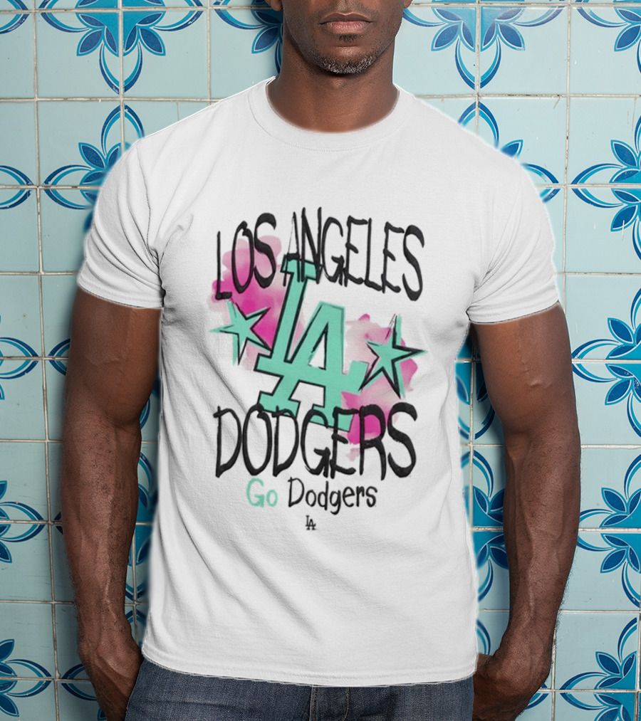 Los Angeles Dodgers LA Watercolor Stars Go Dodgers T-Shirt
