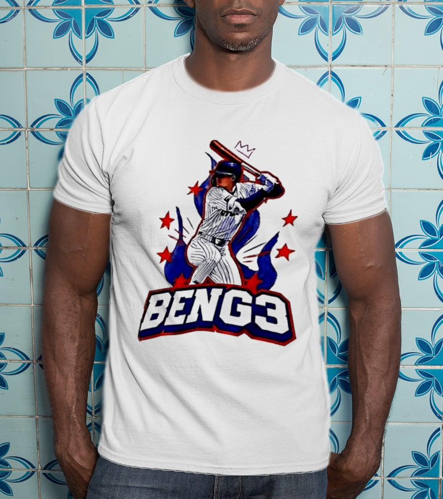 BENG3 Baseball Player Pinstripe Jersey Crown Stars T-Shirt