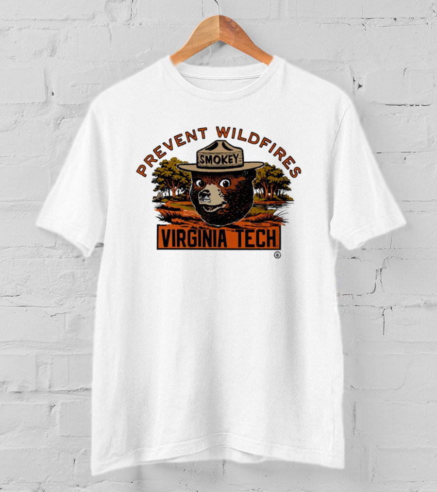 Smokey Bear Virginia Tech Prevent Wildfires Collaboration T-Shirt