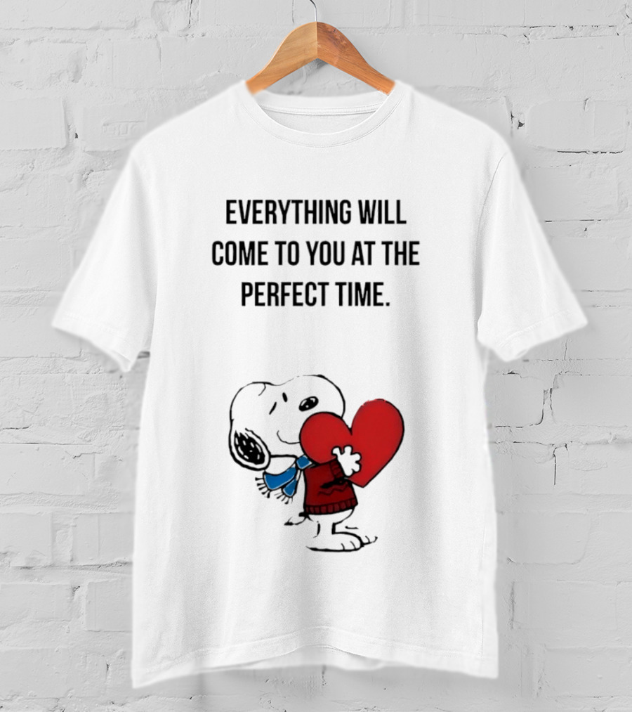 Snoopy Peanuts Everything Will Come To You At The Perfect Time Red Heart T-Shirt