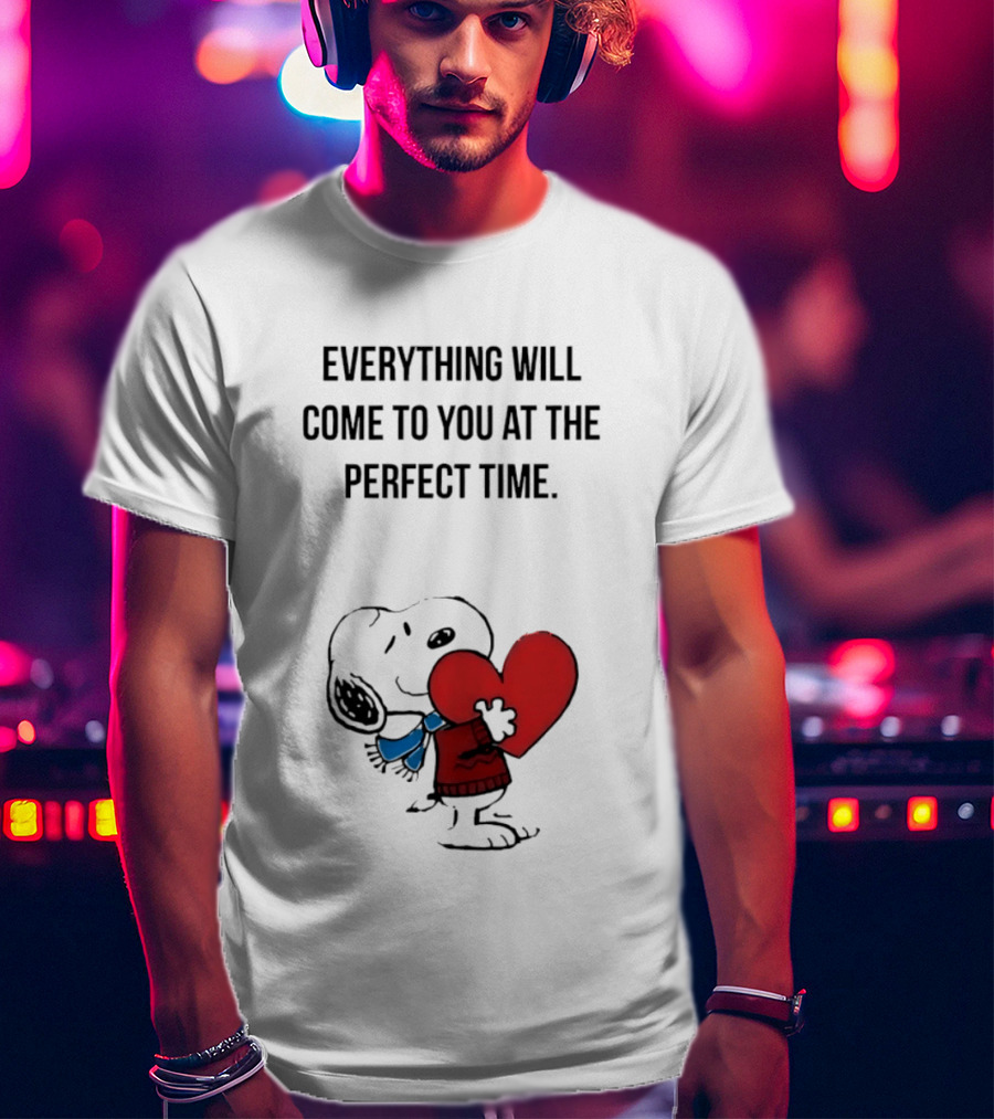 Snoopy Peanuts Everything Will Come To You At The Perfect Time Red Heart T-Shirt
