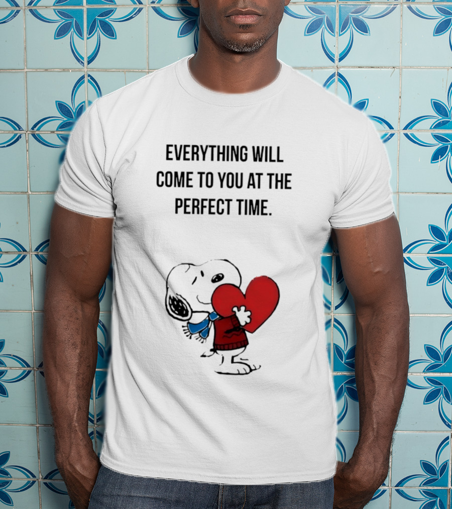 Snoopy Peanuts Everything Will Come To You At The Perfect Time Red Heart T-Shirt