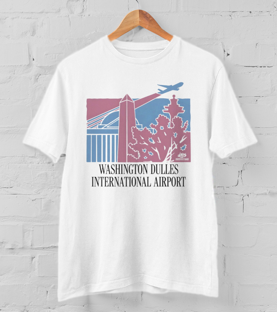 Washington Dulles International Airport Airplane And Monument Scene T-Shirt