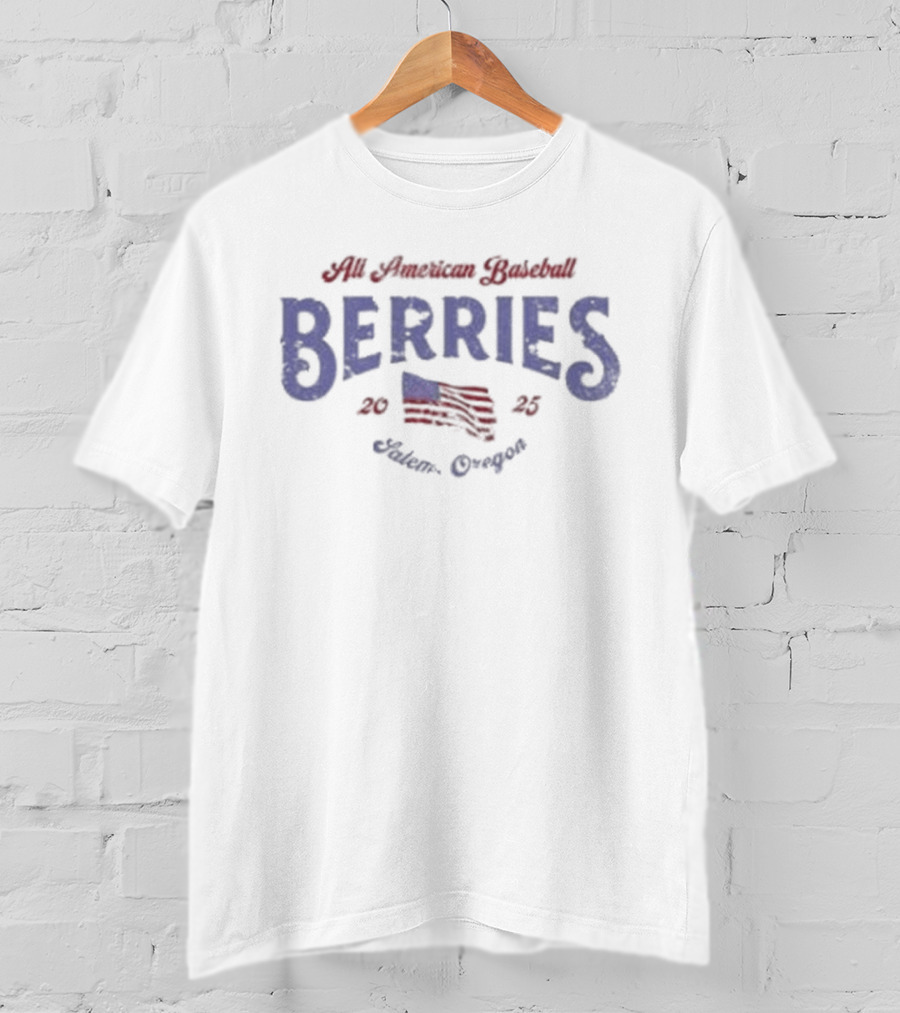 All American Baseball Berries Marion Oregon Flag T-Shirt