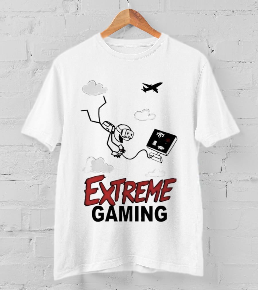 Boys Extreme Gaming Adventure Controller Clouds Plane T-Shirt