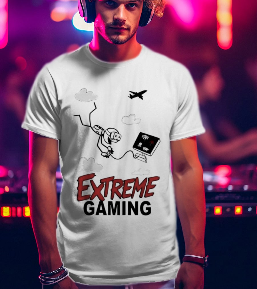 Boys Extreme Gaming Adventure Controller Clouds Plane T-Shirt