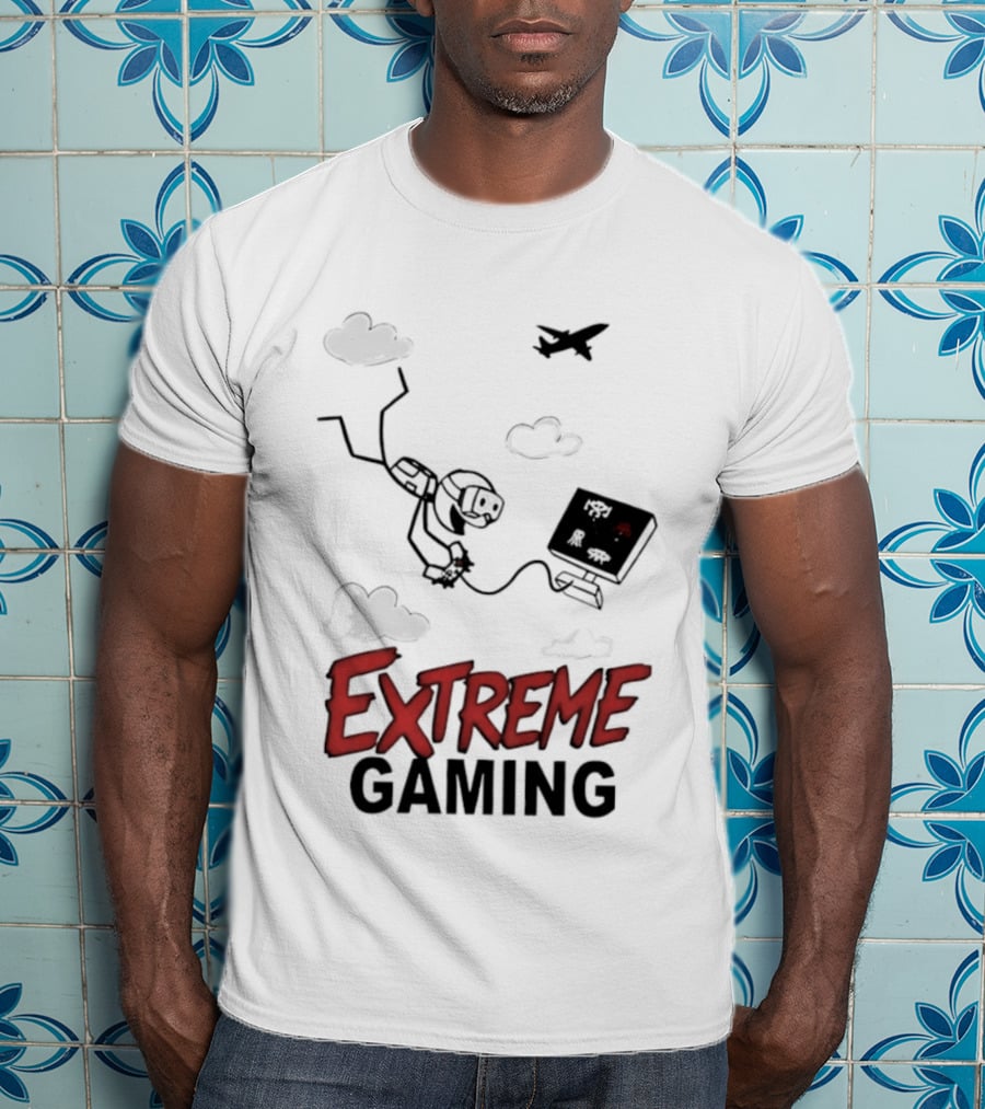 Boys Extreme Gaming Adventure Controller Clouds Plane T-Shirt