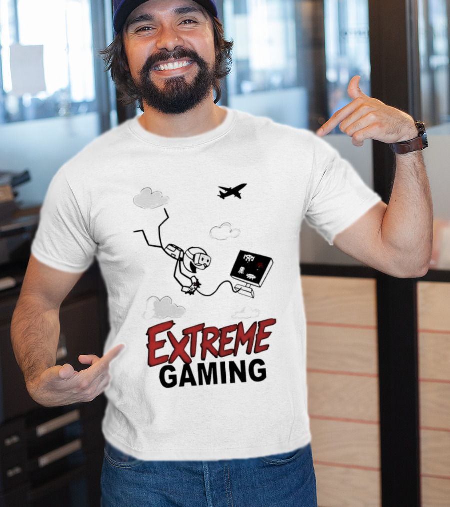 Boys Extreme Gaming Adventure Controller Clouds Plane T-Shirt