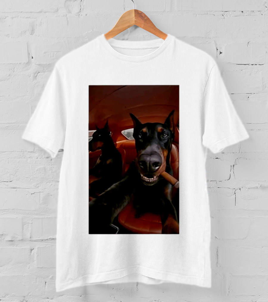Doberman Smoking Cigar In Car Selfie T-Shirt