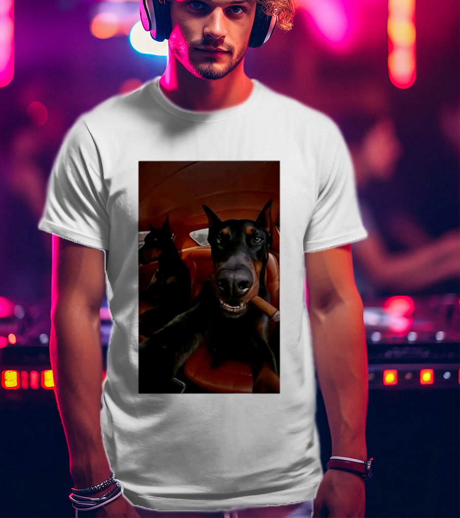 Doberman Smoking Cigar In Car Selfie T-Shirt