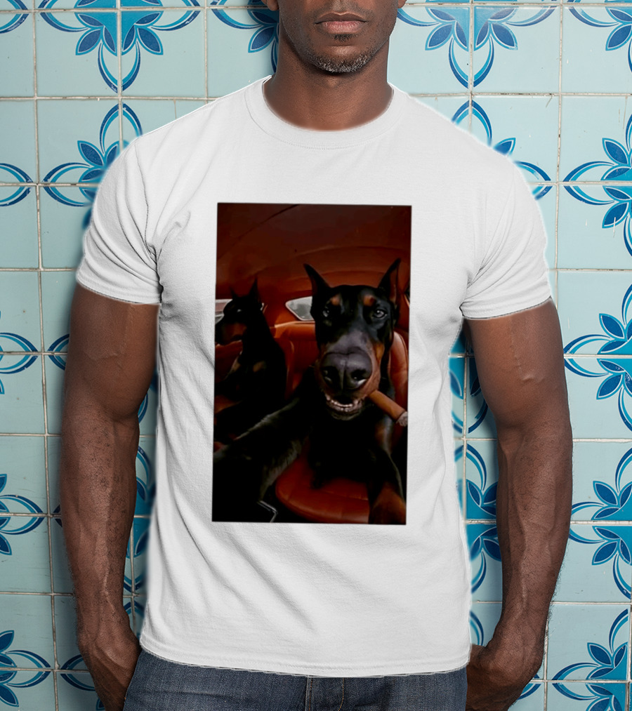 Doberman Smoking Cigar In Car Selfie T-Shirt