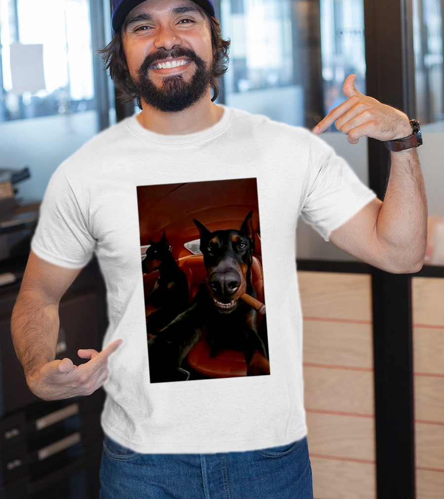 Doberman Smoking Cigar In Car Selfie T-Shirt