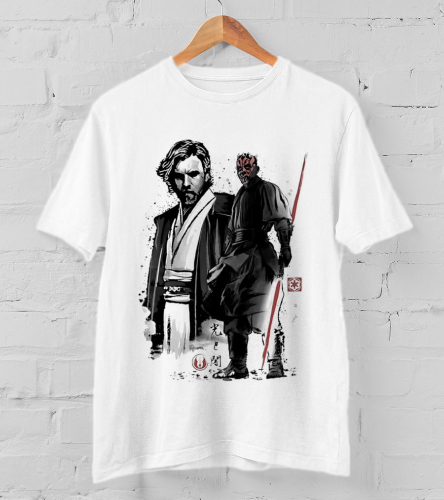 Fueled By Hatred And Revenge Obi Wan Kenobi Darth Maul Japanese Sumi E T-Shirt