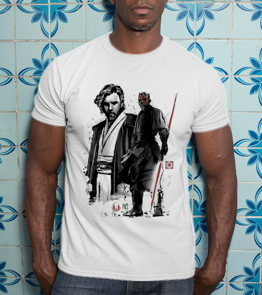 Fueled By Hatred And Revenge Obi Wan Kenobi Darth Maul Japanese Sumi E T-Shirt