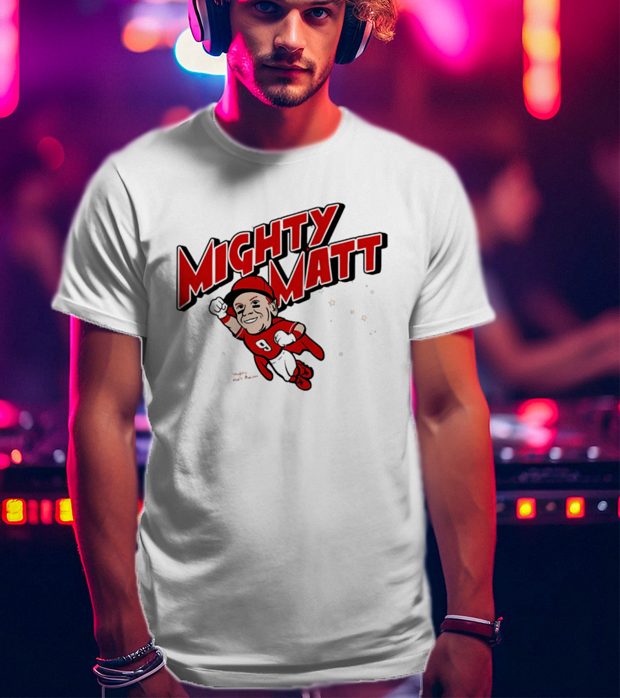 Mighty Matt McLain Cincinnati Reds Cartoon Superman T-Shirt