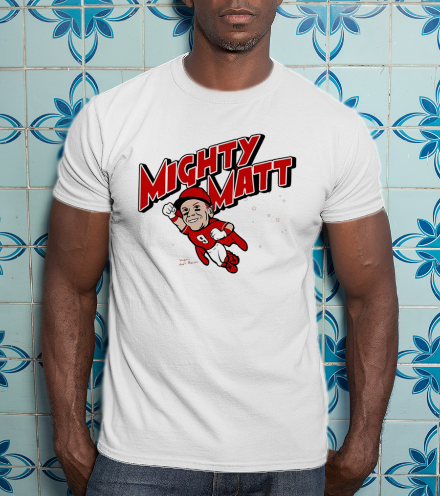 Mighty Matt McLain Cincinnati Reds Cartoon Superman T-Shirt