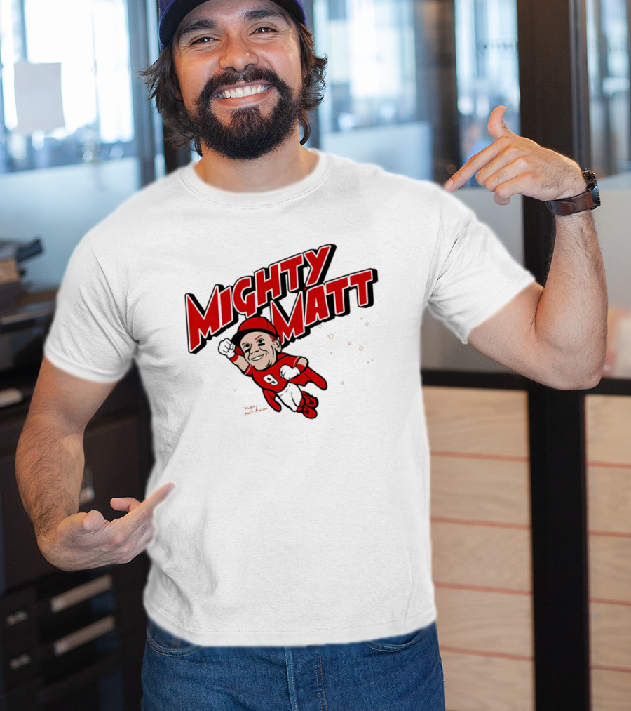 Mighty Matt McLain Cincinnati Reds Cartoon Superman T-Shirt