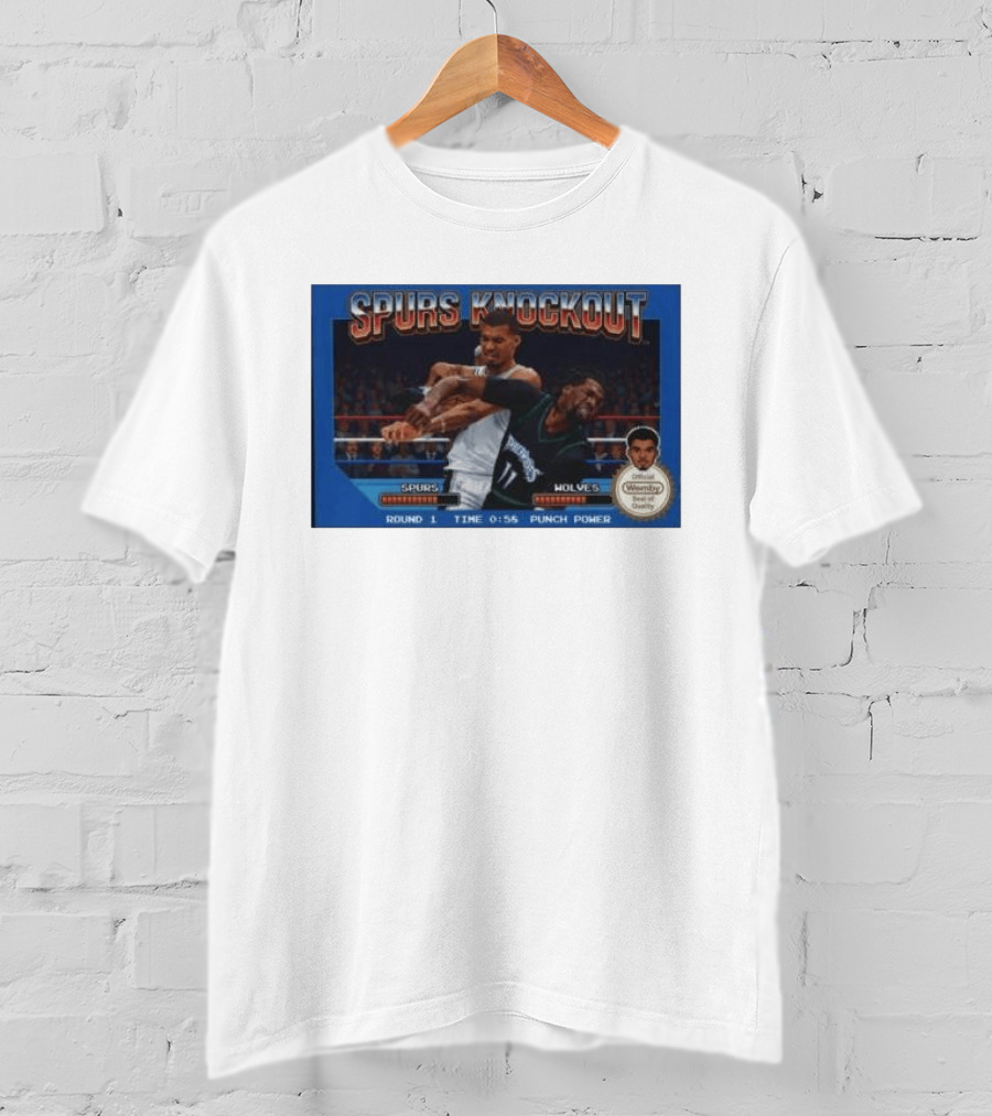Original Spurs Knockout Official Wemby Spurs Vs Wolves Round 1 Time Punch Power T-Shirt