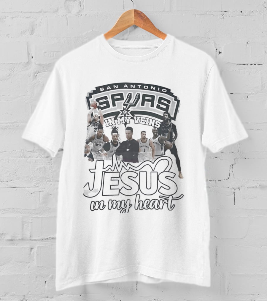 San Antonio Spurs Big Team In My Veins Jesus In My Heart T-Shirt