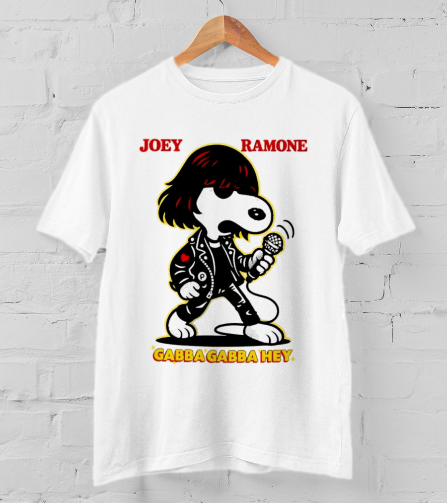 Snoopy Joey Ramone Gabba Gabba Hey Peanuts Crossover Iconic Collaboration T-Shirt