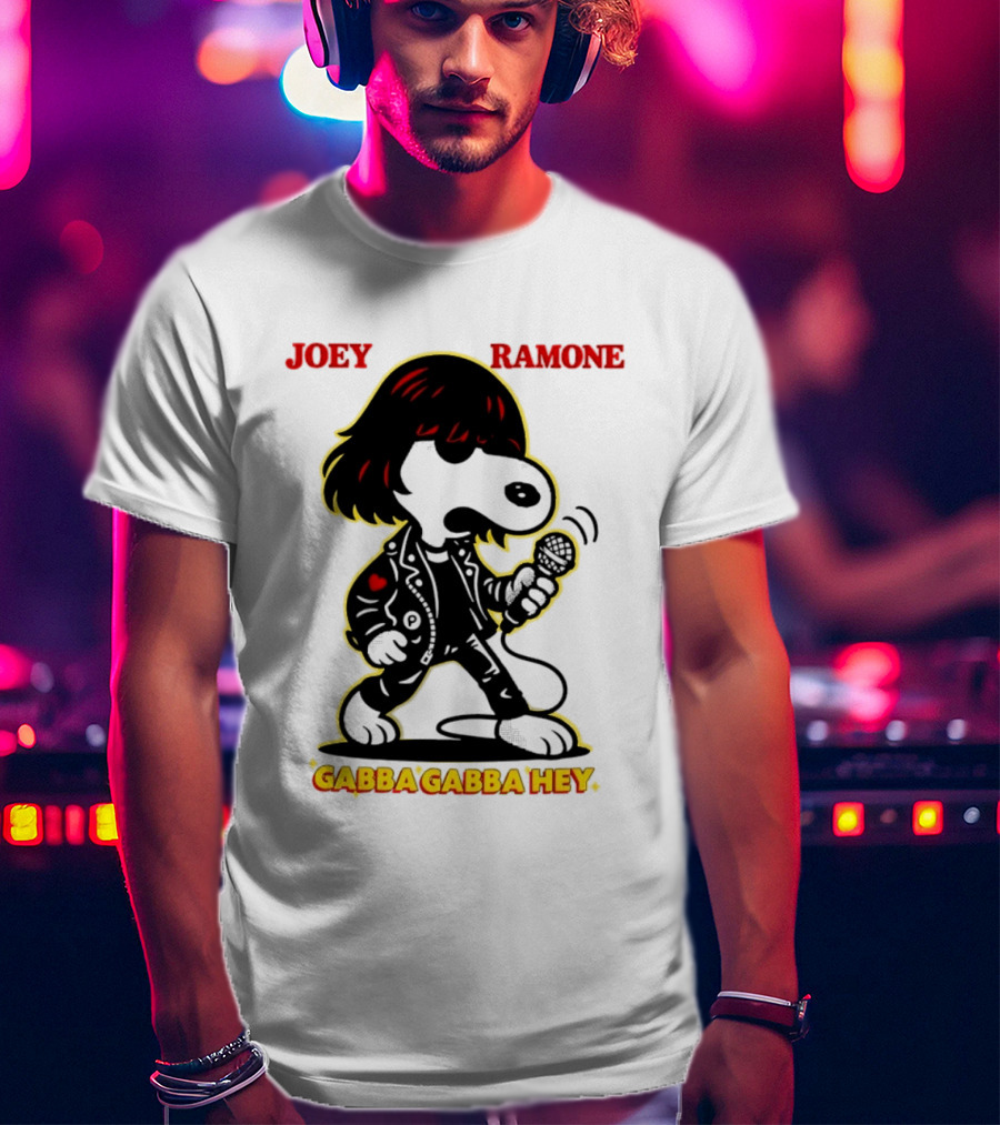 Snoopy Joey Ramone Gabba Gabba Hey Peanuts Crossover Iconic Collaboration T-Shirt