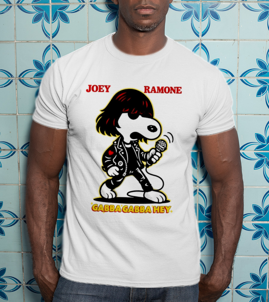 Snoopy Joey Ramone Gabba Gabba Hey Peanuts Crossover Iconic Collaboration T-Shirt