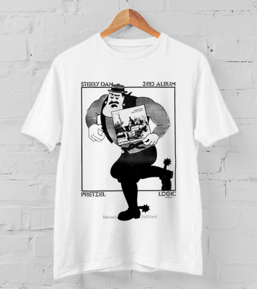 Steely Dan Pretzel Logic Tour 1974 Merchandise White Text Minimalist T-Shirt