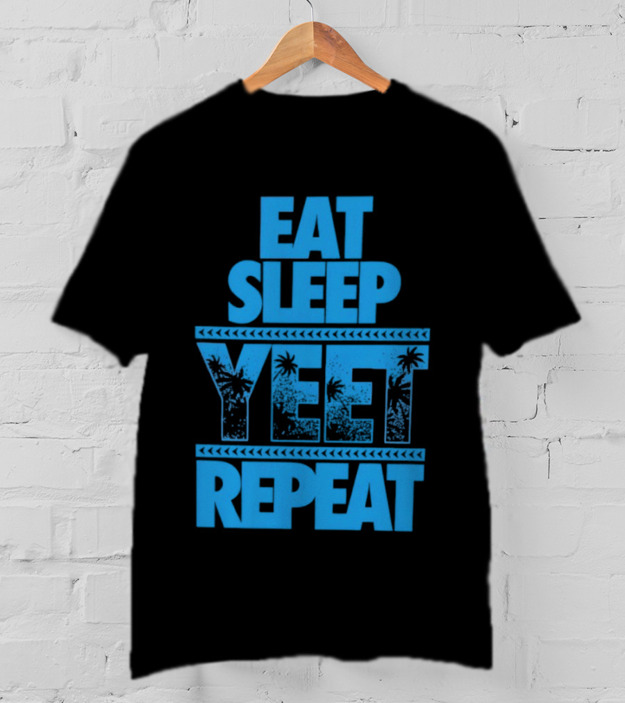 Eat Sleep Yeet Repeat WWE Jey Uso Blue Tropical T-Shirt