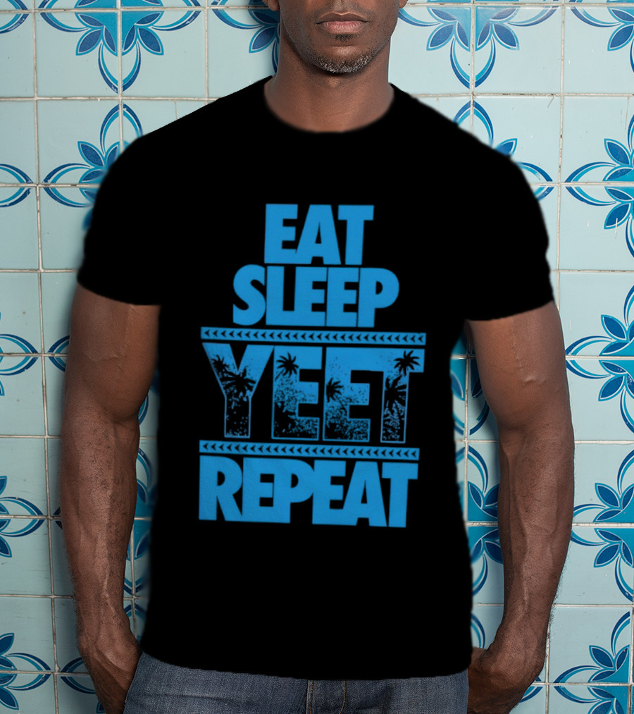 Eat Sleep Yeet Repeat WWE Jey Uso Blue Tropical T-Shirt